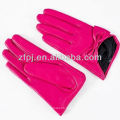 Розовые кожаные короткие перчатки
